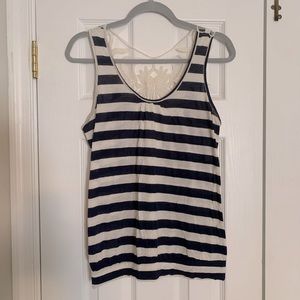 Free Kisses Navy Striped Lace Tank top
